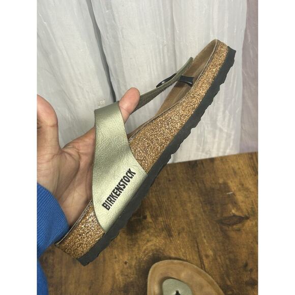 Birkenstock Women's Sz 37 W 6 M 4 Gizeh Green Leather Thong Slip On Sandals - Picture 9 of 12